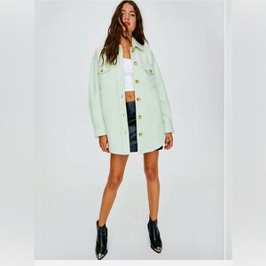 Aritzia GANNA Merino Wool Shirt Jacket XXS Tender Green Wilfred Free Shacket
